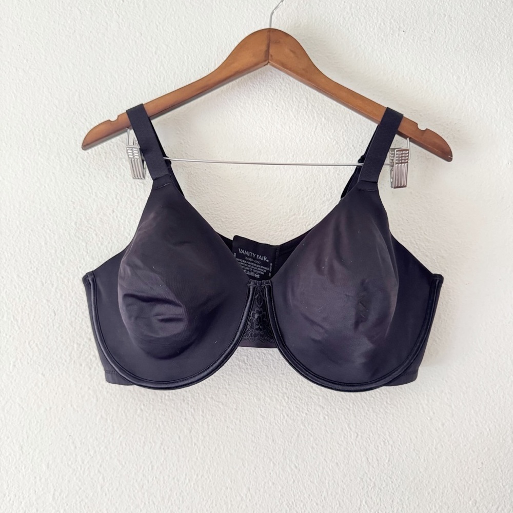 VANITY FAIR Beauty Back Full Figure Minimizer Underwire Bra 42DD Black Seamless - Picture 2 of 12